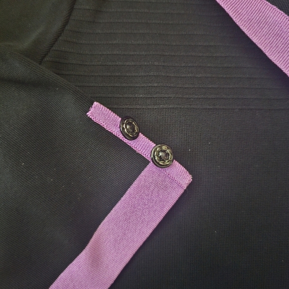 Misook Black Small Petite Acrylic Button Front Cardigan - Picture 5 of 5